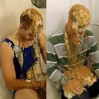 two guys get very messy